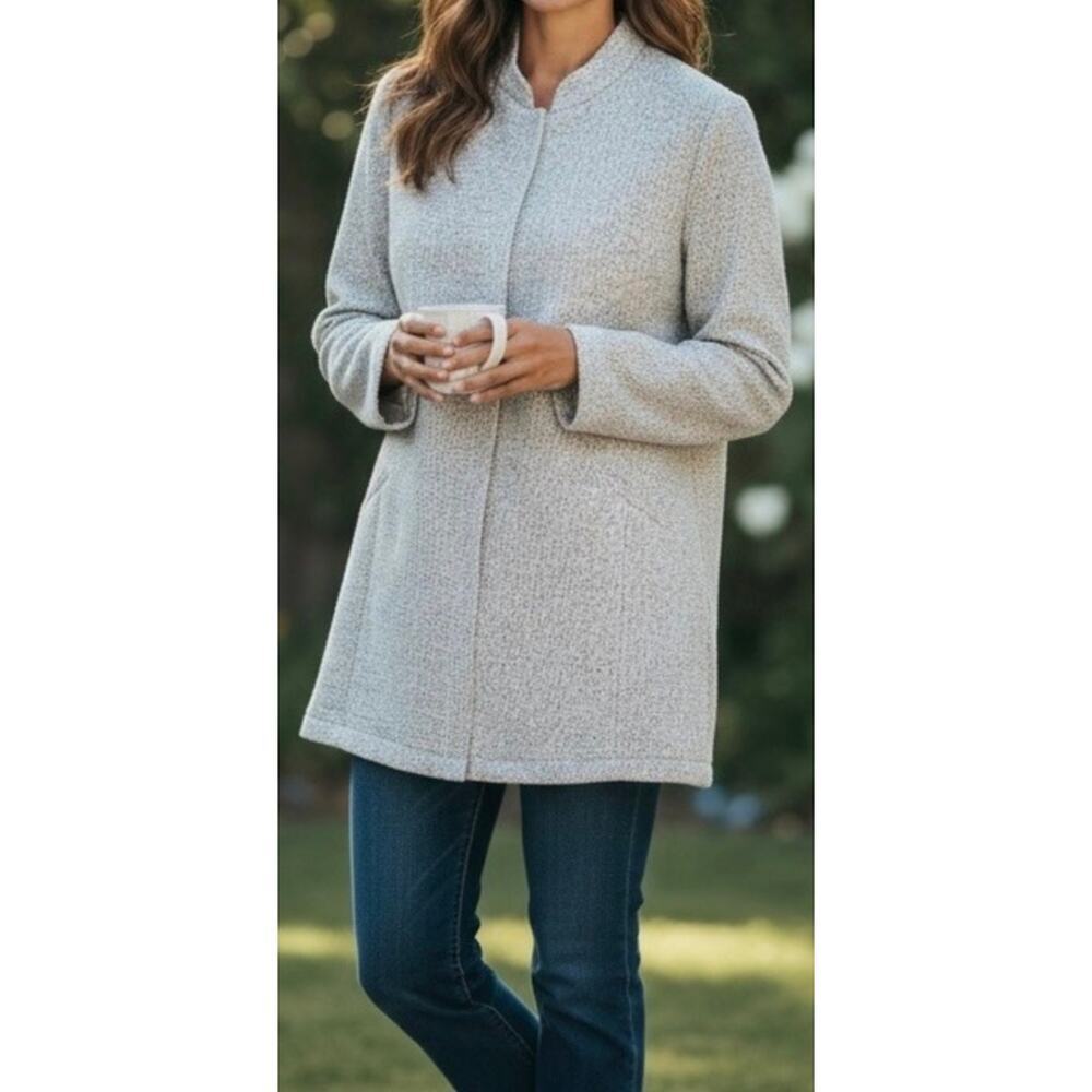 Eileen Fisher System Jacket Textural Cotton Tencel Stretch Gray White Size XL - Picture 2 of 9